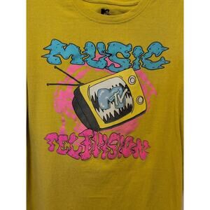 MTV 2022 L Olive Green Graphic T Shirt some ink spots